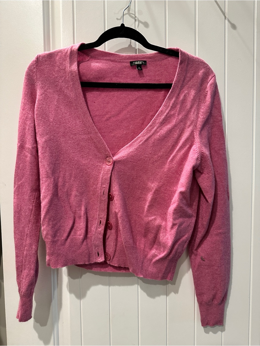Talbots Pink V-Neck Button Cardigan